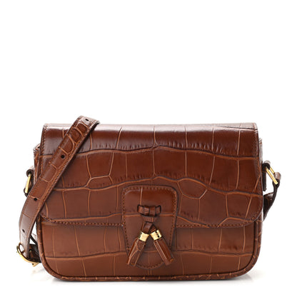 Celine Calfskin Crocodile Embossed Medium Tassel Bag Tan 1 of 11