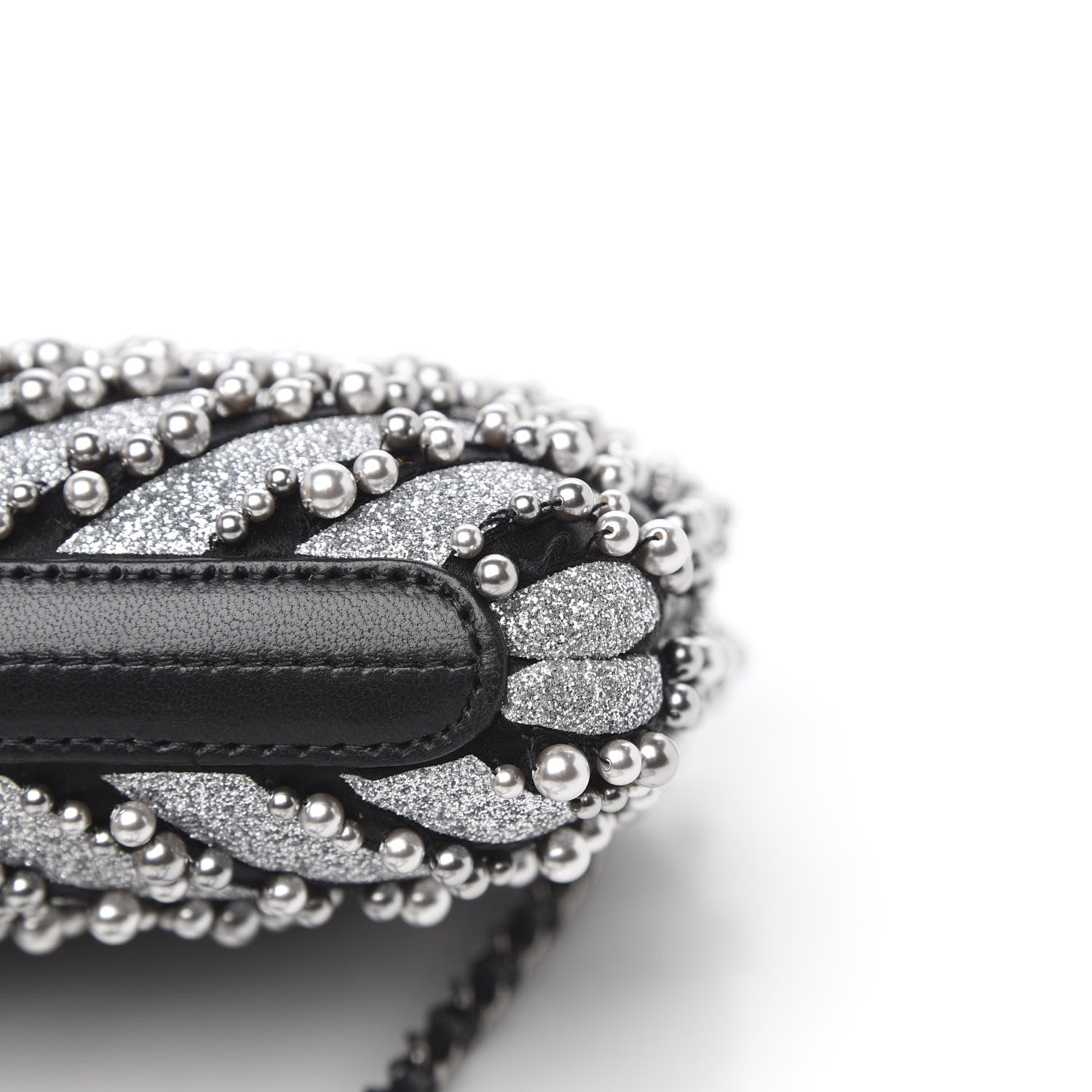 Chanel Mixed Fibers Pearl Evening Clutch Silver Black 10 of 11