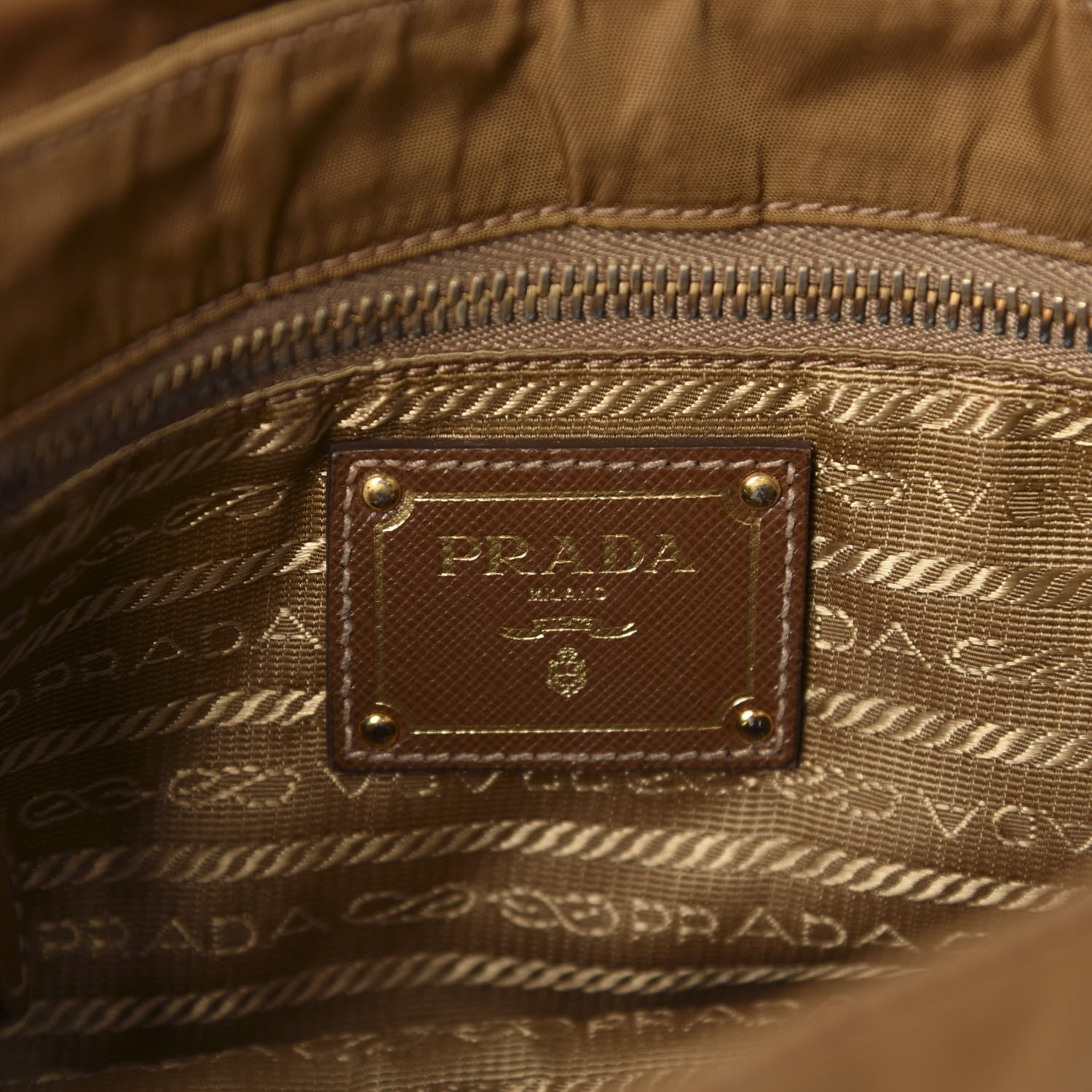 Prada Tessuto Nylon Saffiano Small Messenger Bag Tobacco 8 of 9