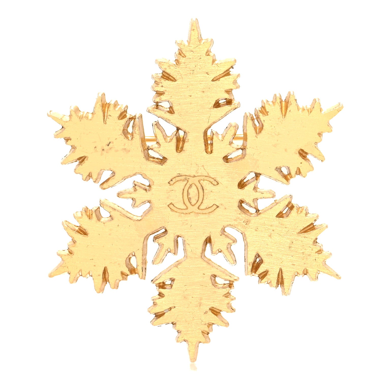 Chanel Metal Snowflake CC Brooch Gold 1 of 3