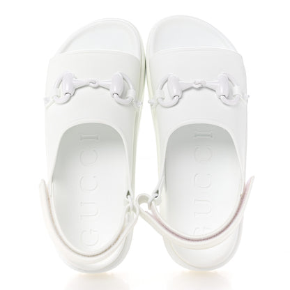 Gucci Soft Rubber Horsebit Touch Womens Strapped Sandals 41 Great White 2 of 9