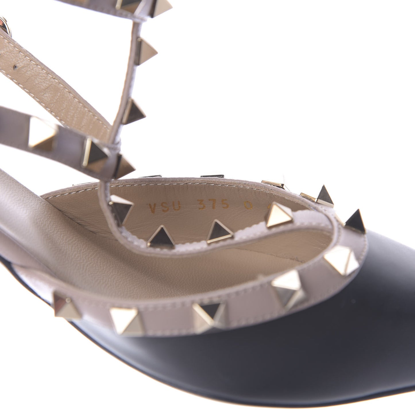 Calfskin Nappa Rockstud Ankle Strap 65mm Pumps 40 Black Poudre