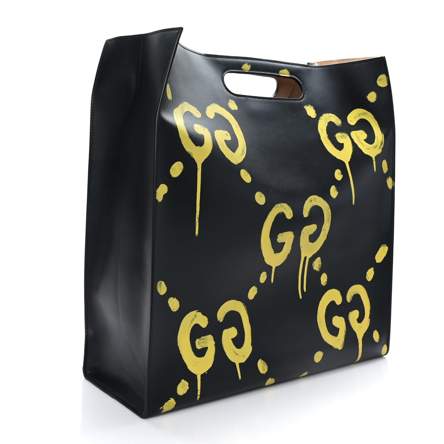 Calfskin GucciGhost Real Large XL Tote Black Yellow