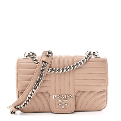 Prada Soft Calfskin Impunture Diagramme Medium Chain Flap Shoulder Bag Cipria 1 of 9