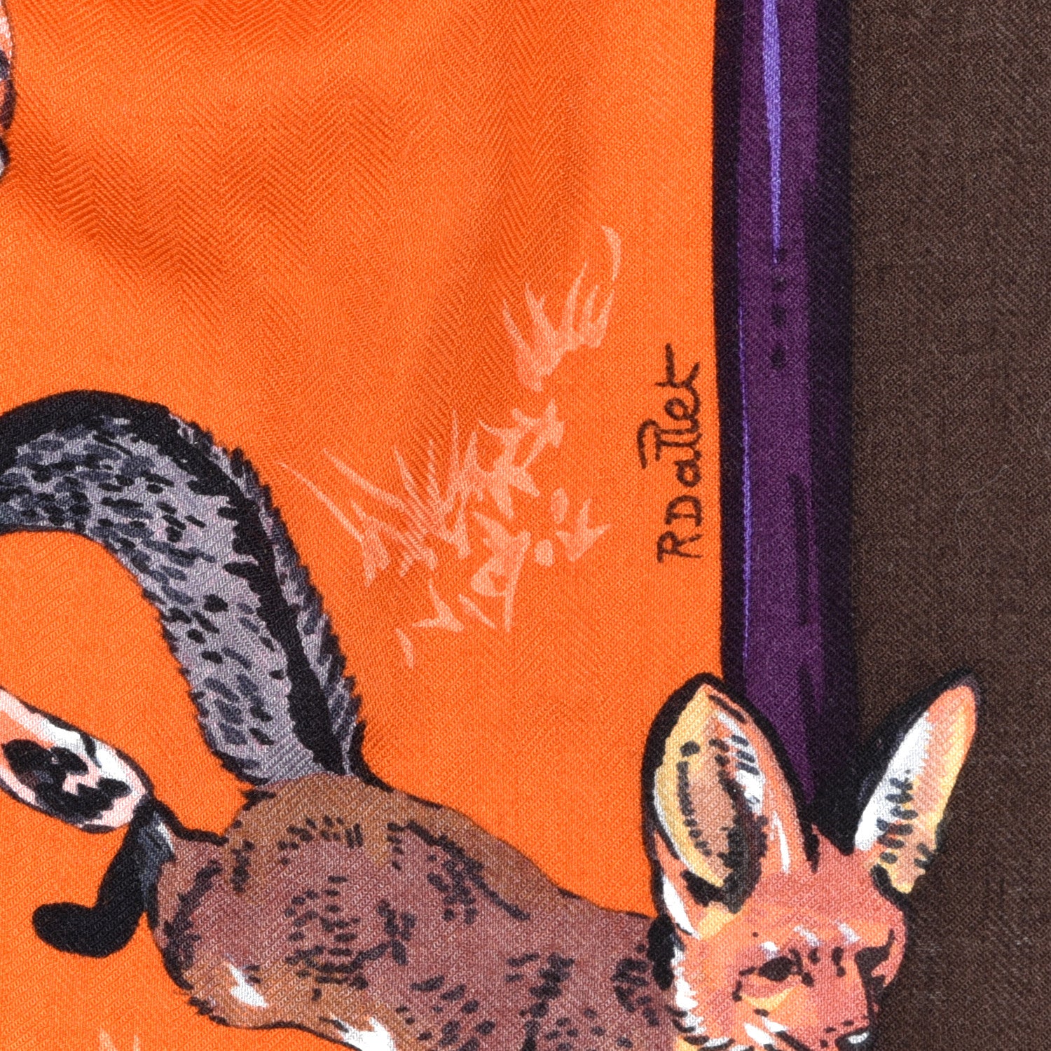 Hermes Cashmere Silk Tendresse Feline Shawl 140 4 of 5