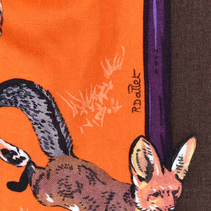 Hermes Cashmere Silk Tendresse Feline Shawl 140 4 of 5