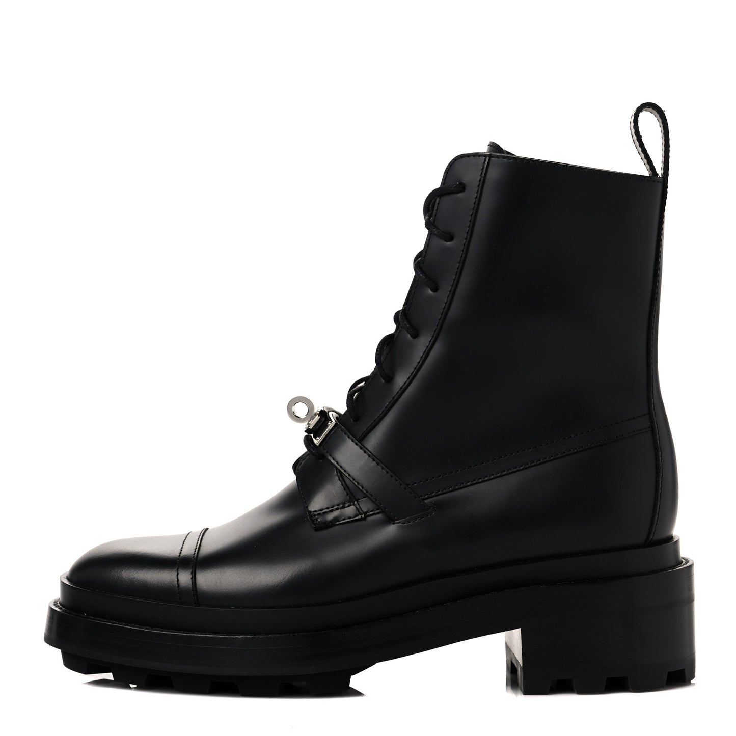 Glossed Calfskin Funk Ankle Boots 37 Black