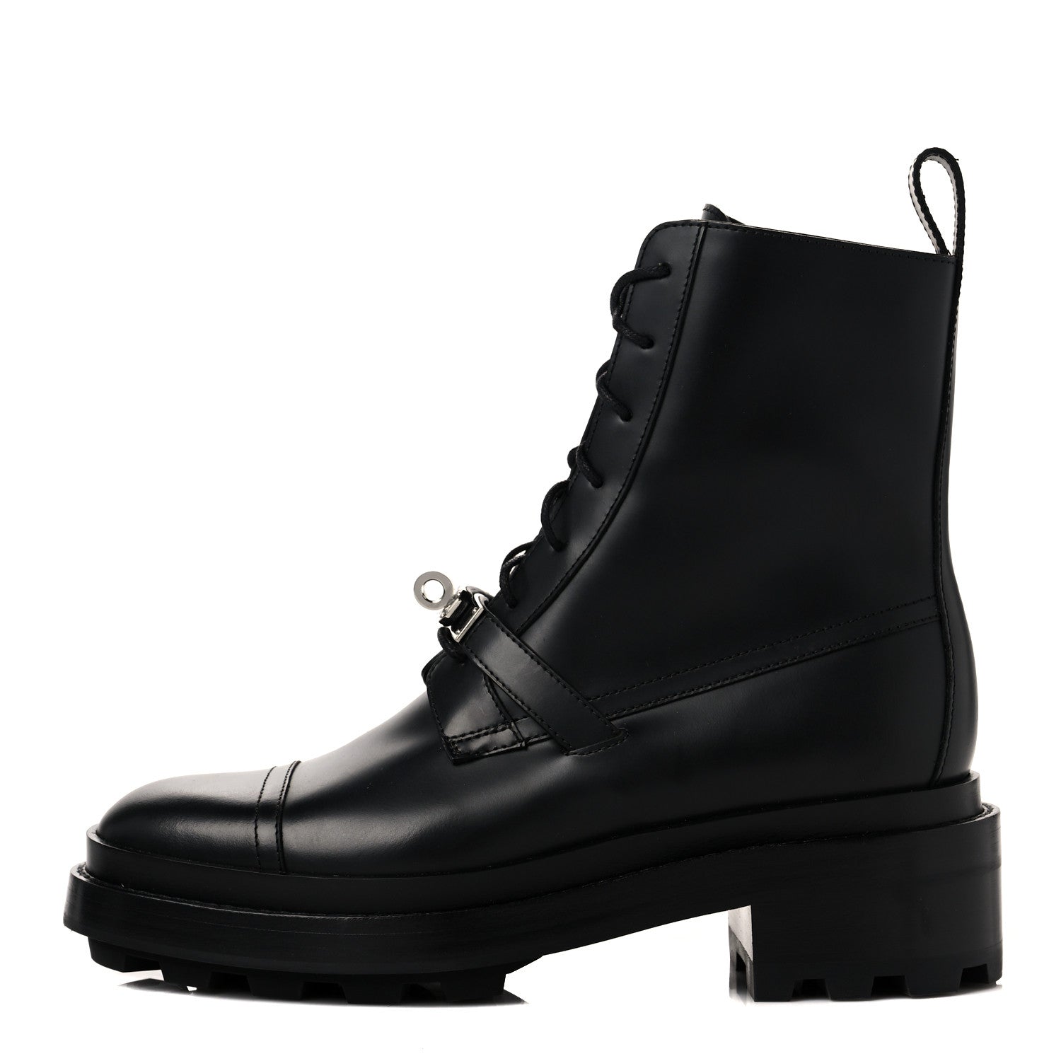 Hermes Glossed Calfskin Funk Ankle Boots 37 Black 1 of 7