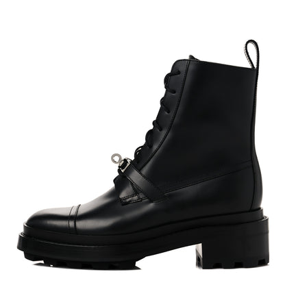 Hermes Glossed Calfskin Funk Ankle Boots 37 Black 1 of 7