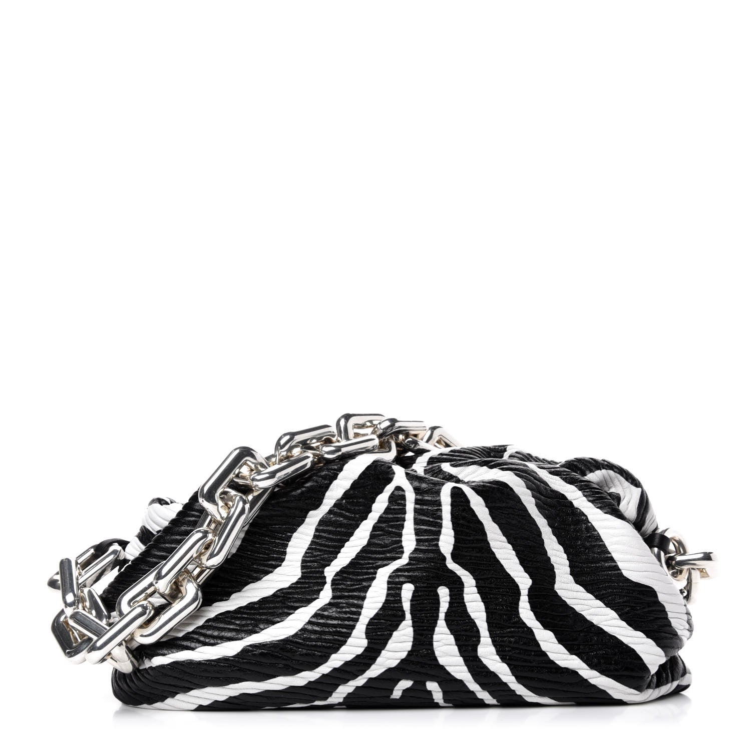 Bottega Veneta Nappa Zebra Print The Pouch Chain White Black 1 of 11