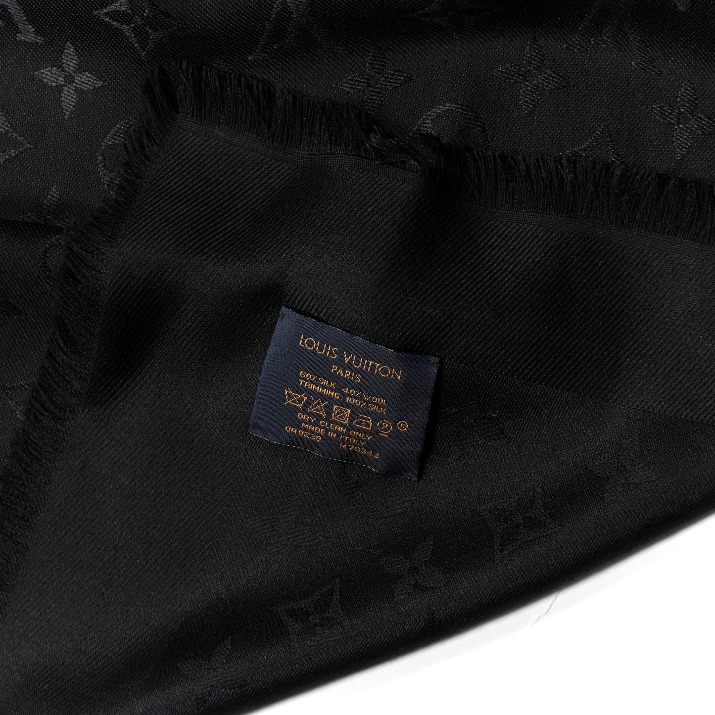 Silk Wool Monogram Confidential Garden Shawl Black Multicolor