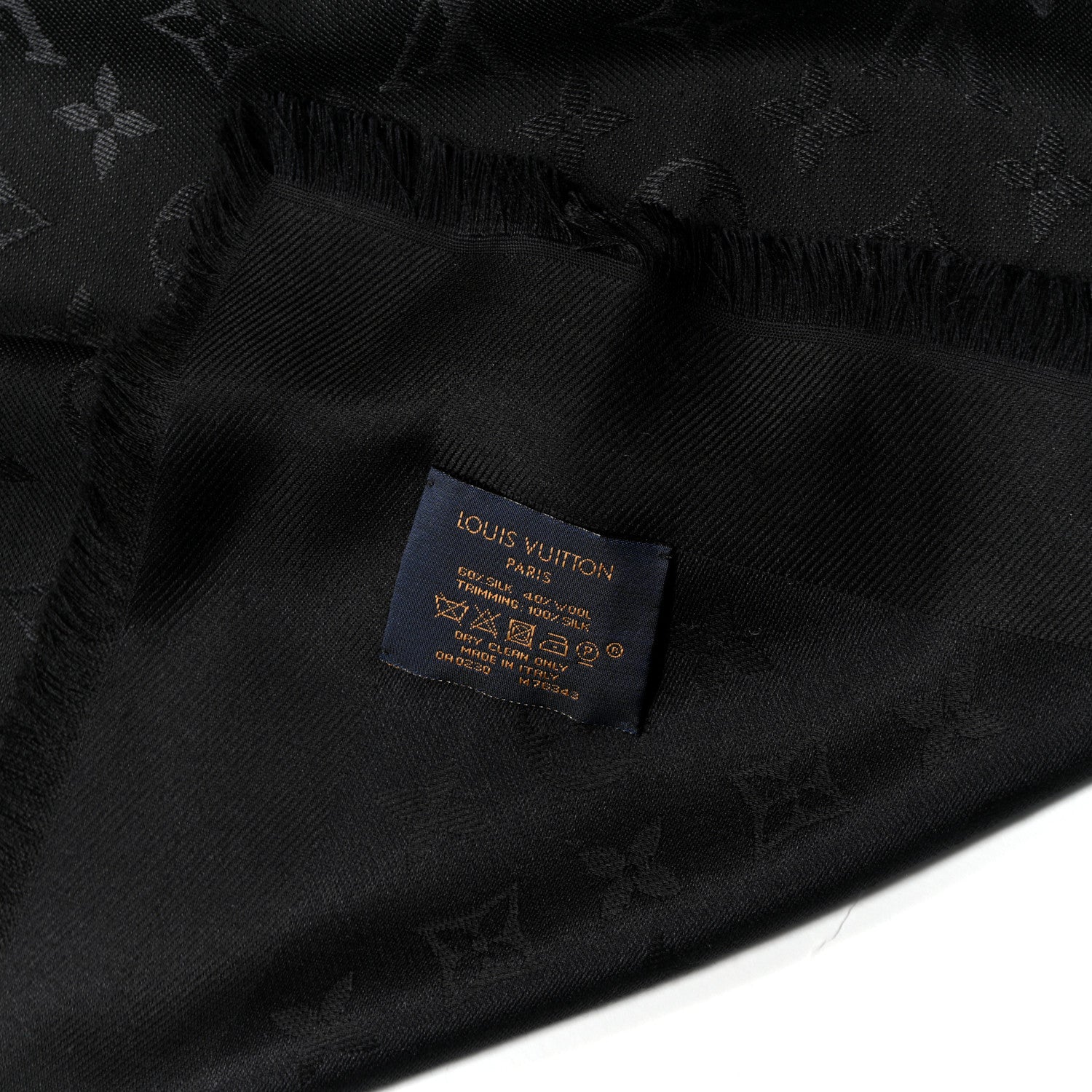 Louis Vuitton Silk Wool Monogram Confidential Garden Shawl Black Multicolor 3 of 4