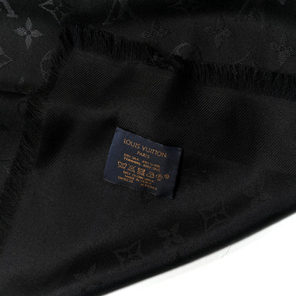 Louis Vuitton Silk Wool Monogram Confidential Garden Shawl Black Multicolor 3 of 4