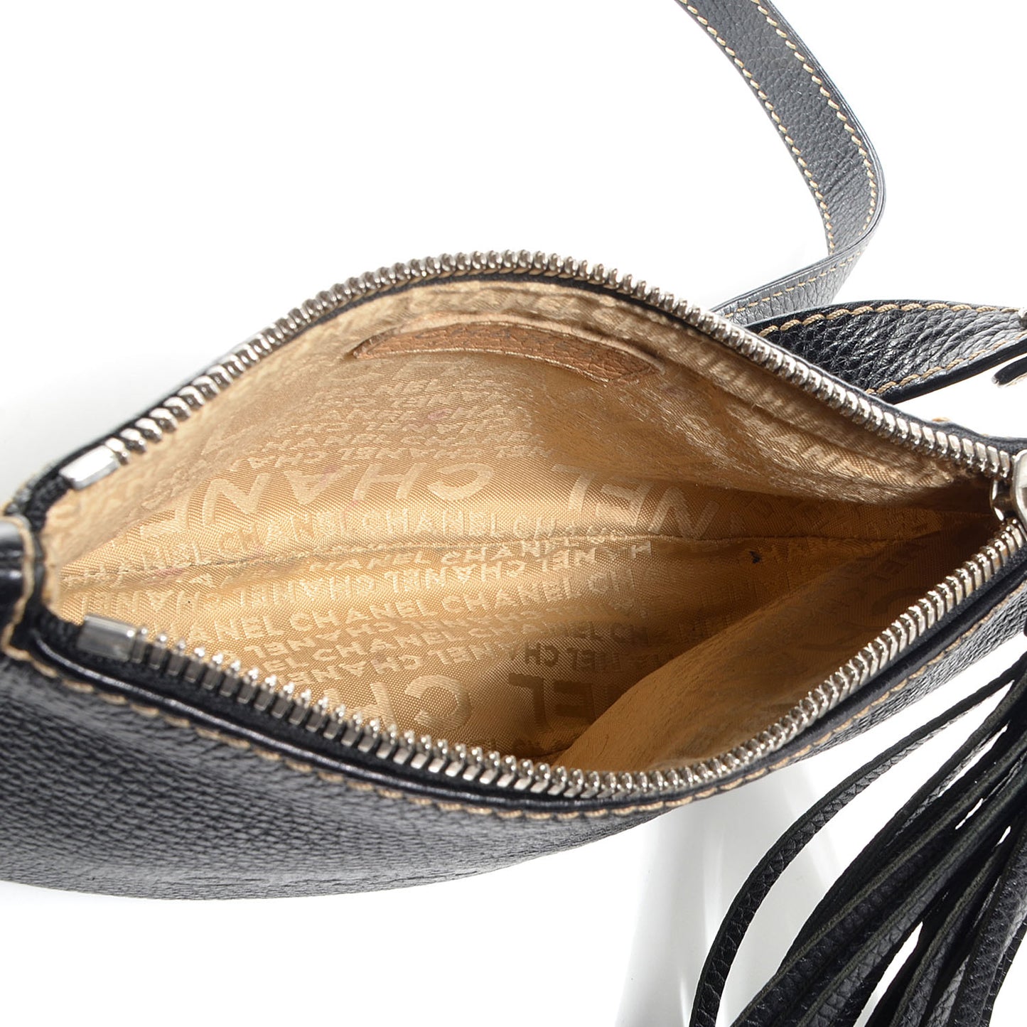 Leather Tassel Small Hobo Black