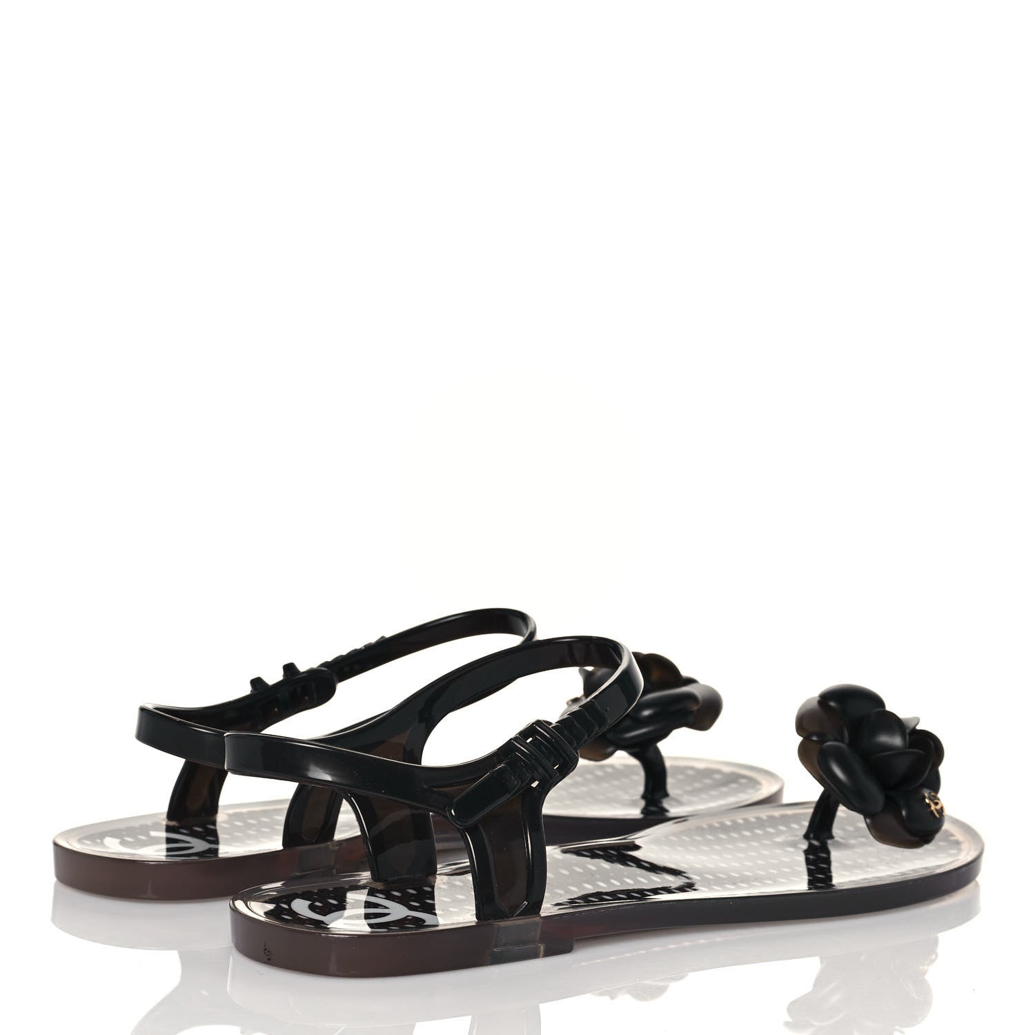 Chanel Jelly Camellia Sandals 39 Black 4 of 8
