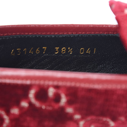 Gucci Velvet Malaga Kid GG Monogram Horsebit Womens Jordaan Loafers 38.5 Red Cipria Romantic Cerise 8 of 9