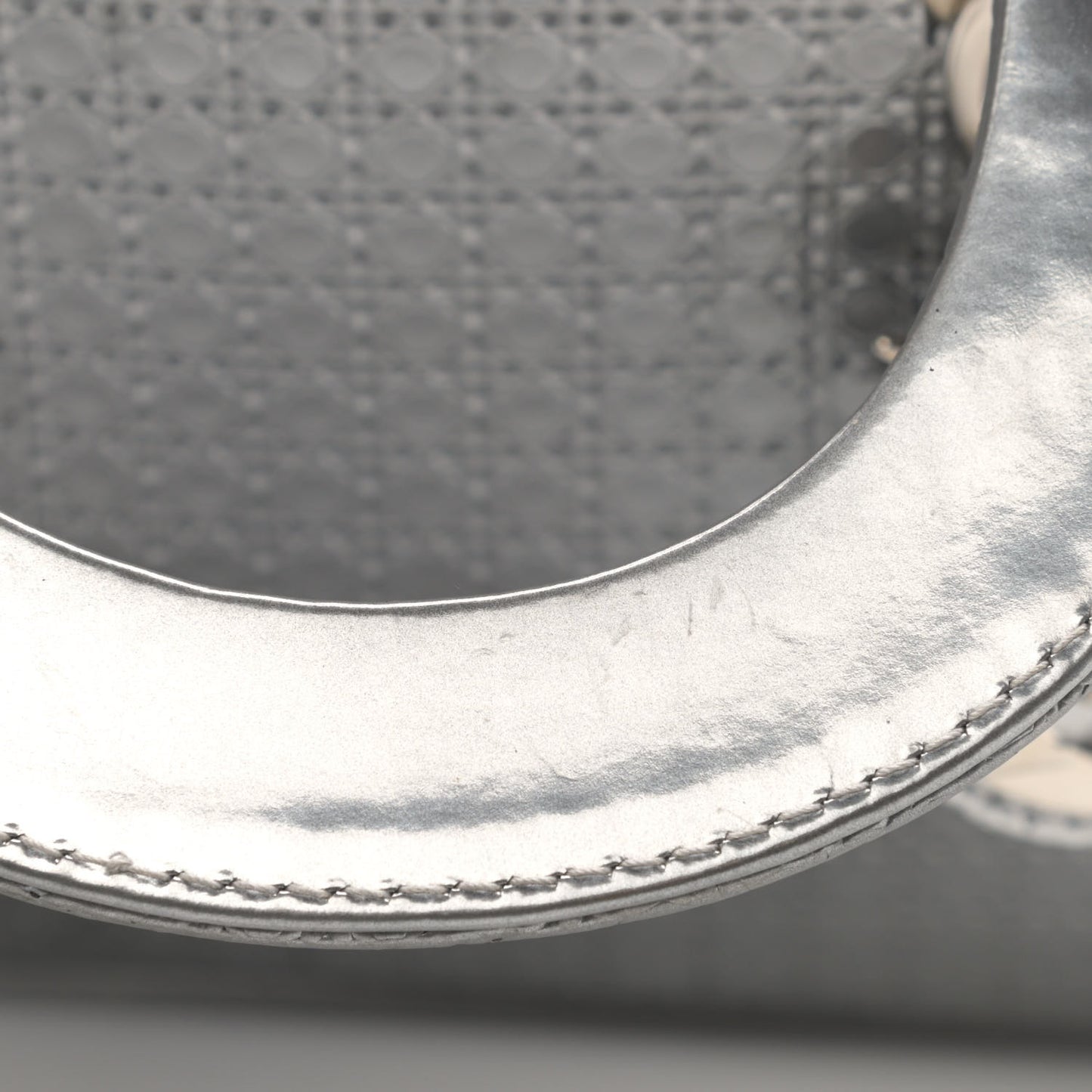 Metallic Patent Micro-Cannage Mini Lady Dior Silver