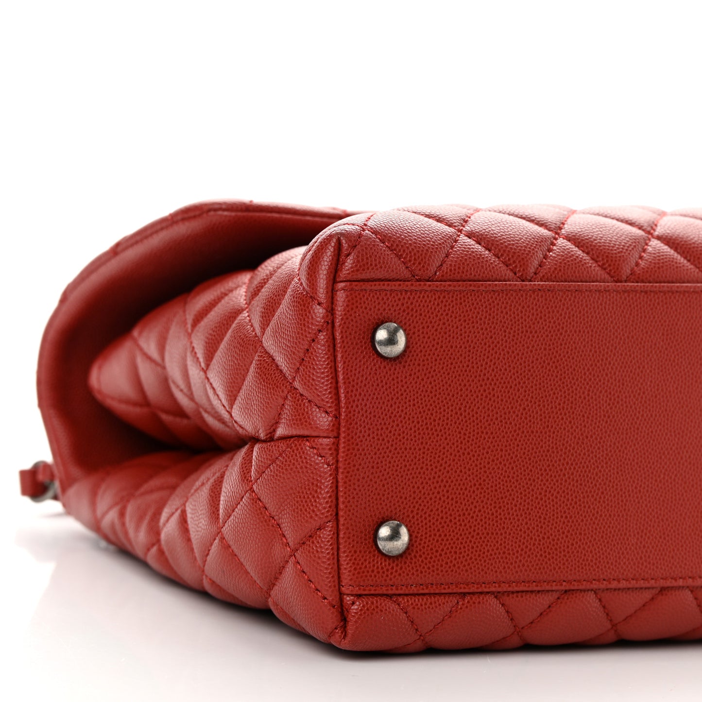 Caviar Quilted Medium Coco Handle Flap Dark Red
