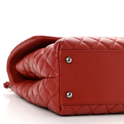 Chanel Caviar Quilted Medium Coco Handle Flap Dark Red 9 of 14