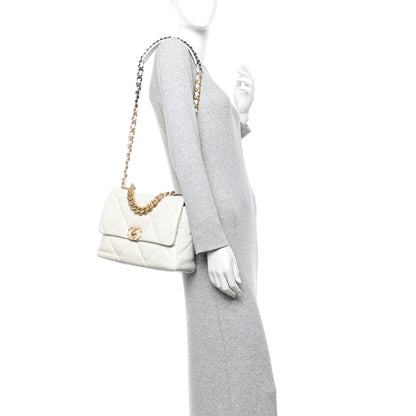Chanel Goatskin Quilted Large Chanel 19 Flap White 2 of 11