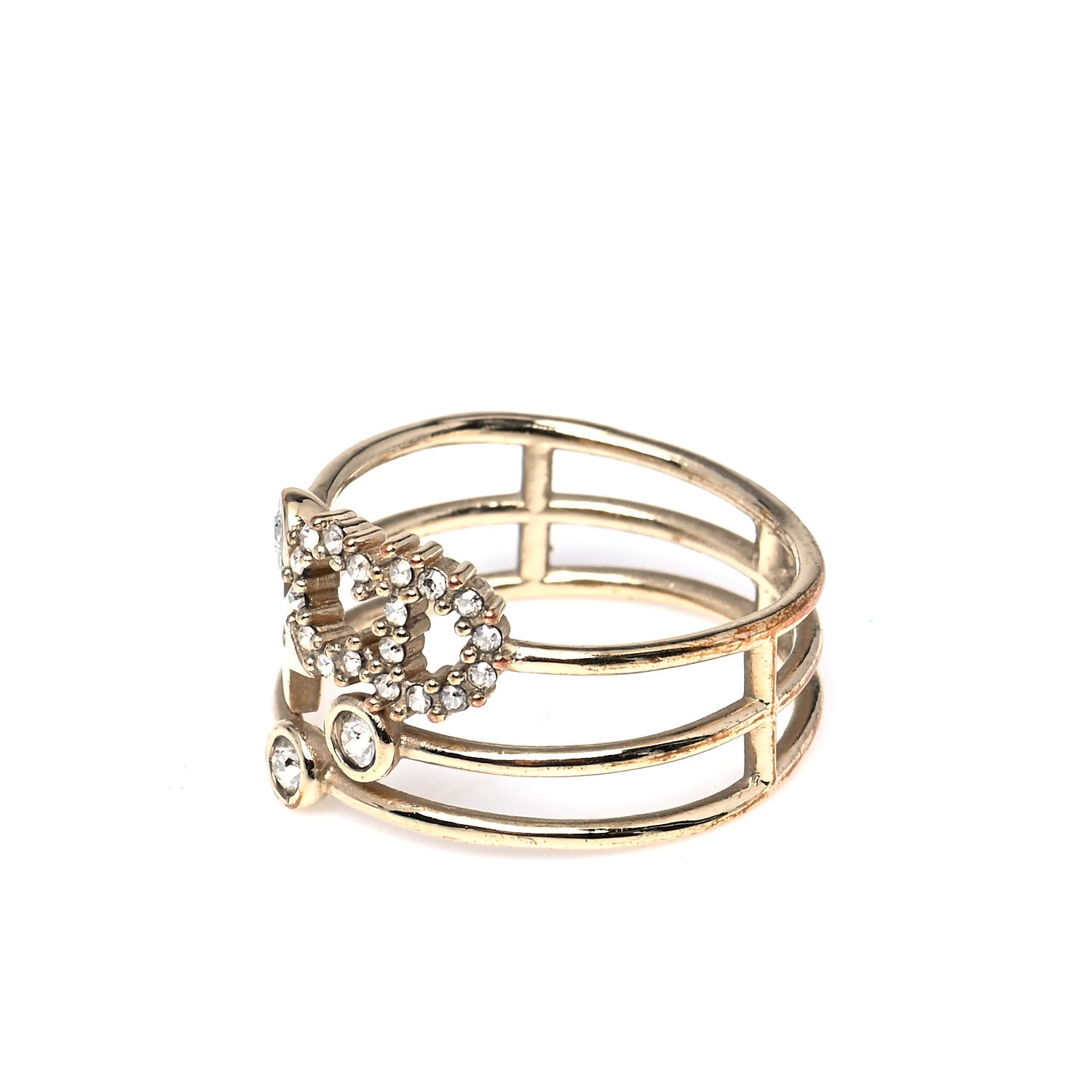 Christian Dior Metal Crystal Shiny-D Ring L Gold 10 of 10