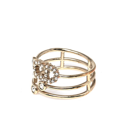 Christian Dior Metal Crystal Shiny-D Ring L Gold 10 of 10