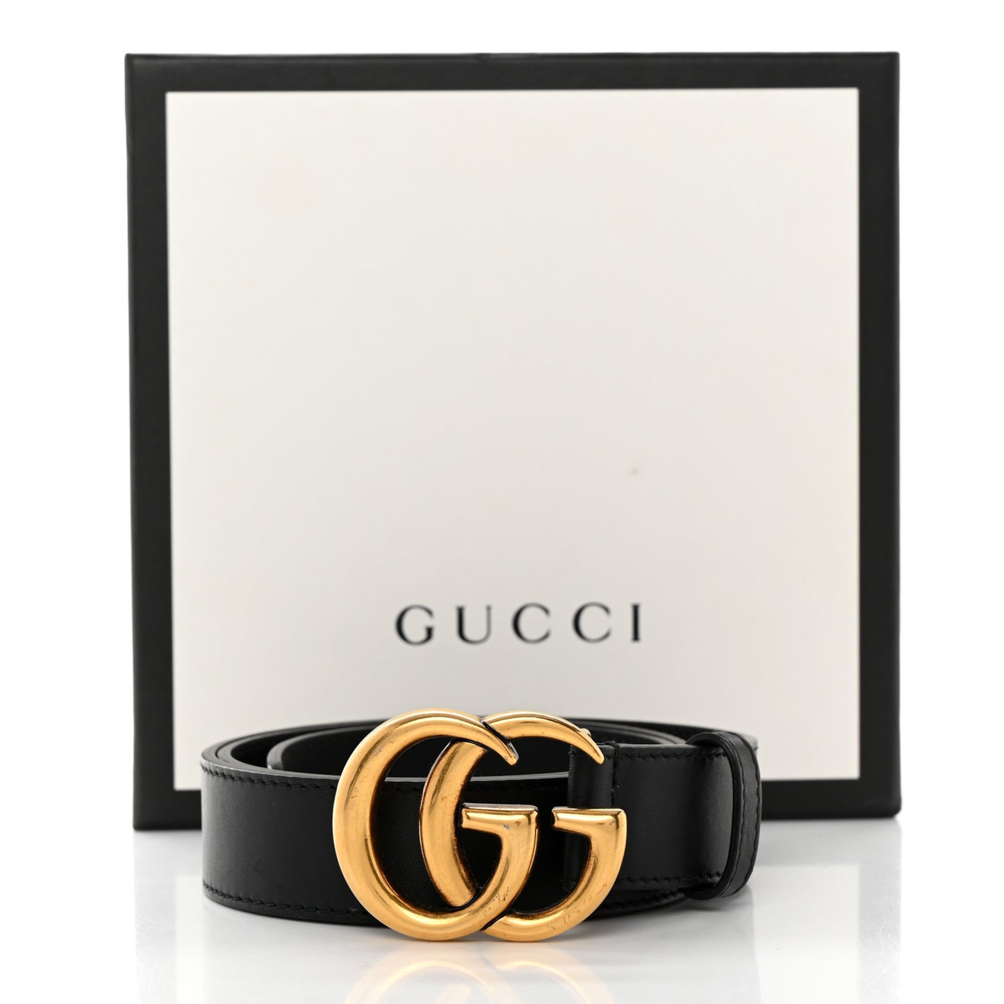 Moon Calfskin Double G 30mm Belt 80 32 Black