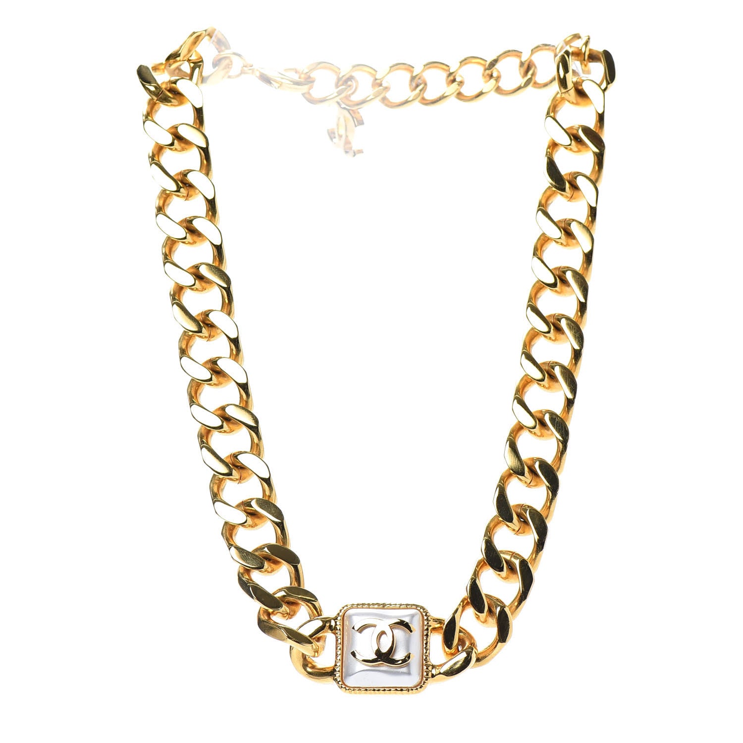 Chanel Pearl CC Chain Link Choker Necklace Gold 3 of 5