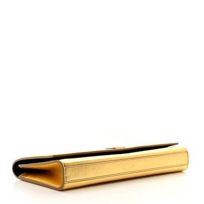 Saint Laurent Metallic Calfskin Classic Monogram Cassandre Clutch Gold 4 of 9