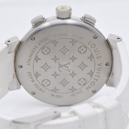 Louis Vuitton Stainless Steel Rubber Diamond Mother of Pearl 34mm Tambour Lovely Cup Quartz Watch 5 of 9