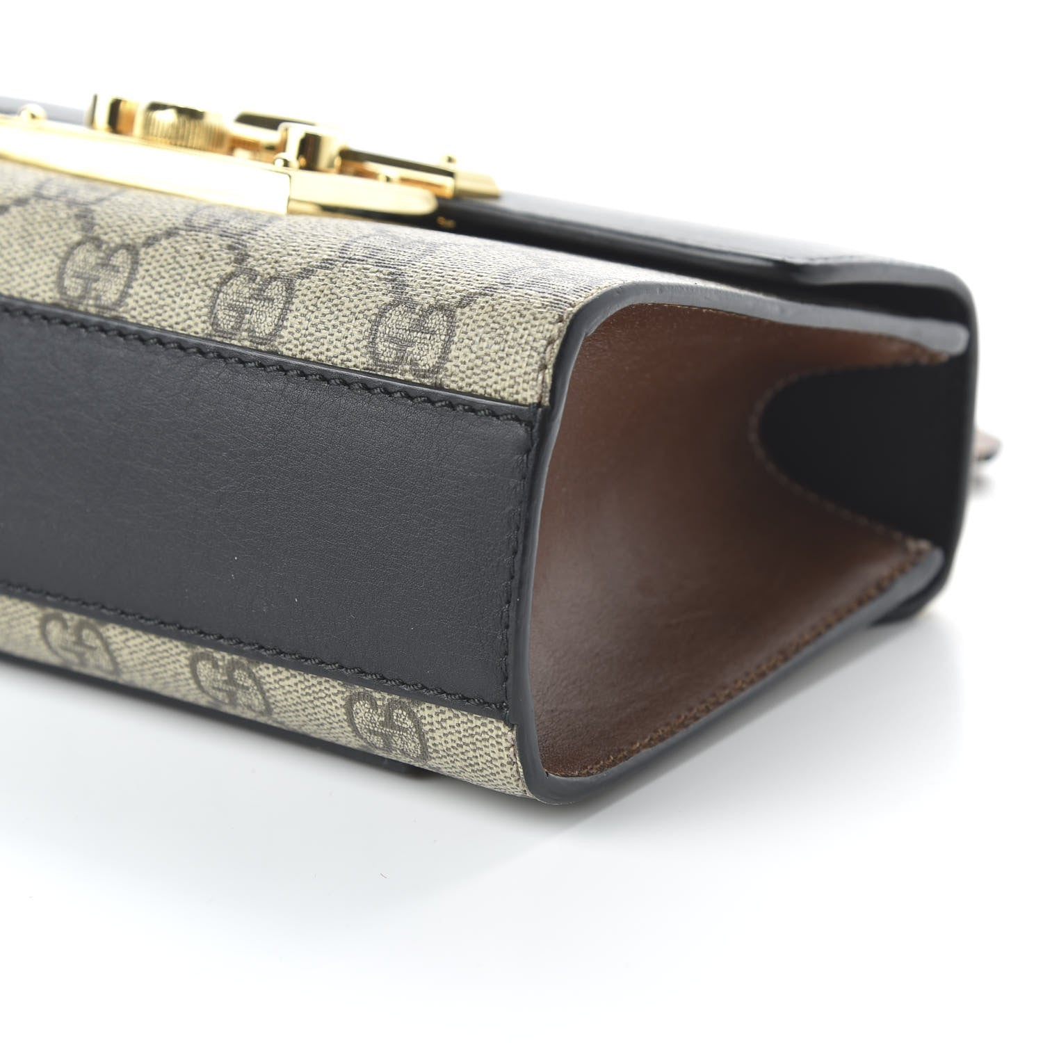 Gucci GG Supreme Monogram Calfskin Small Padlock Shoulder Bag Beige Black Cuir 7 of 10