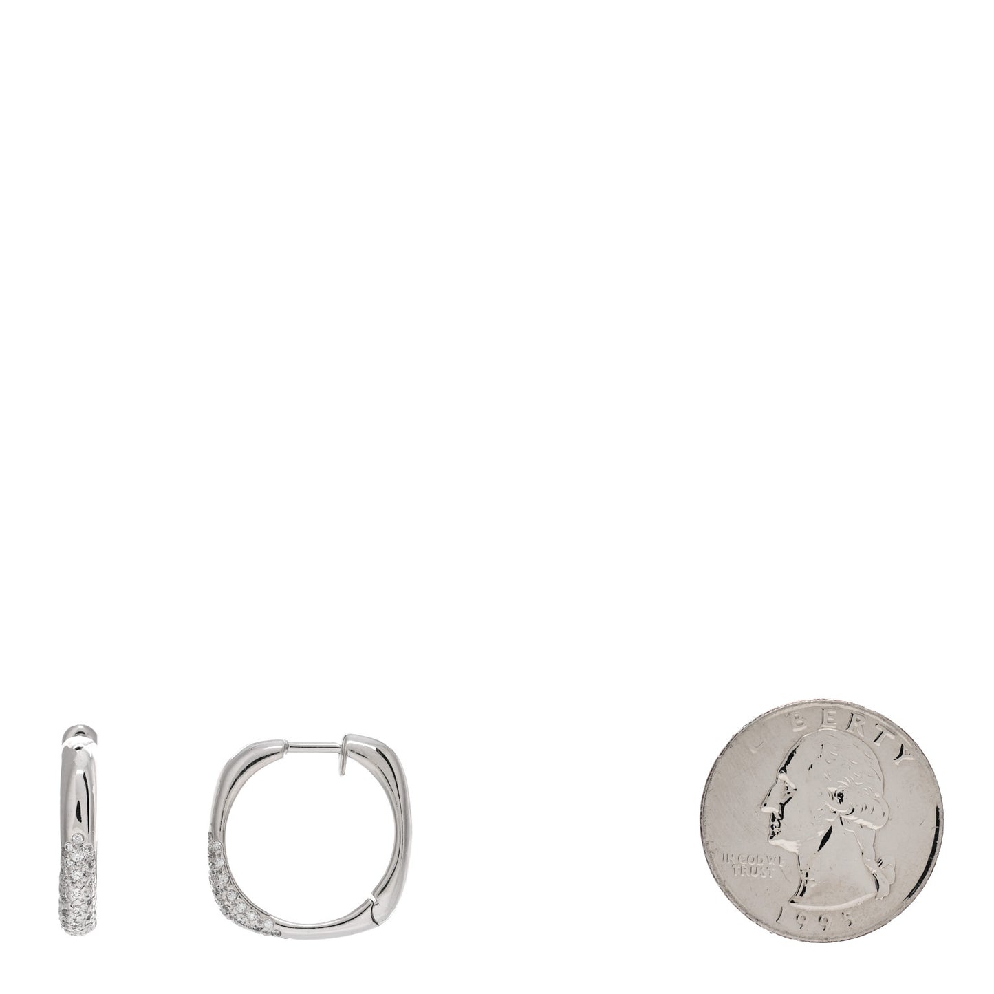 18K White Gold Diamond Square Hoop Earrings