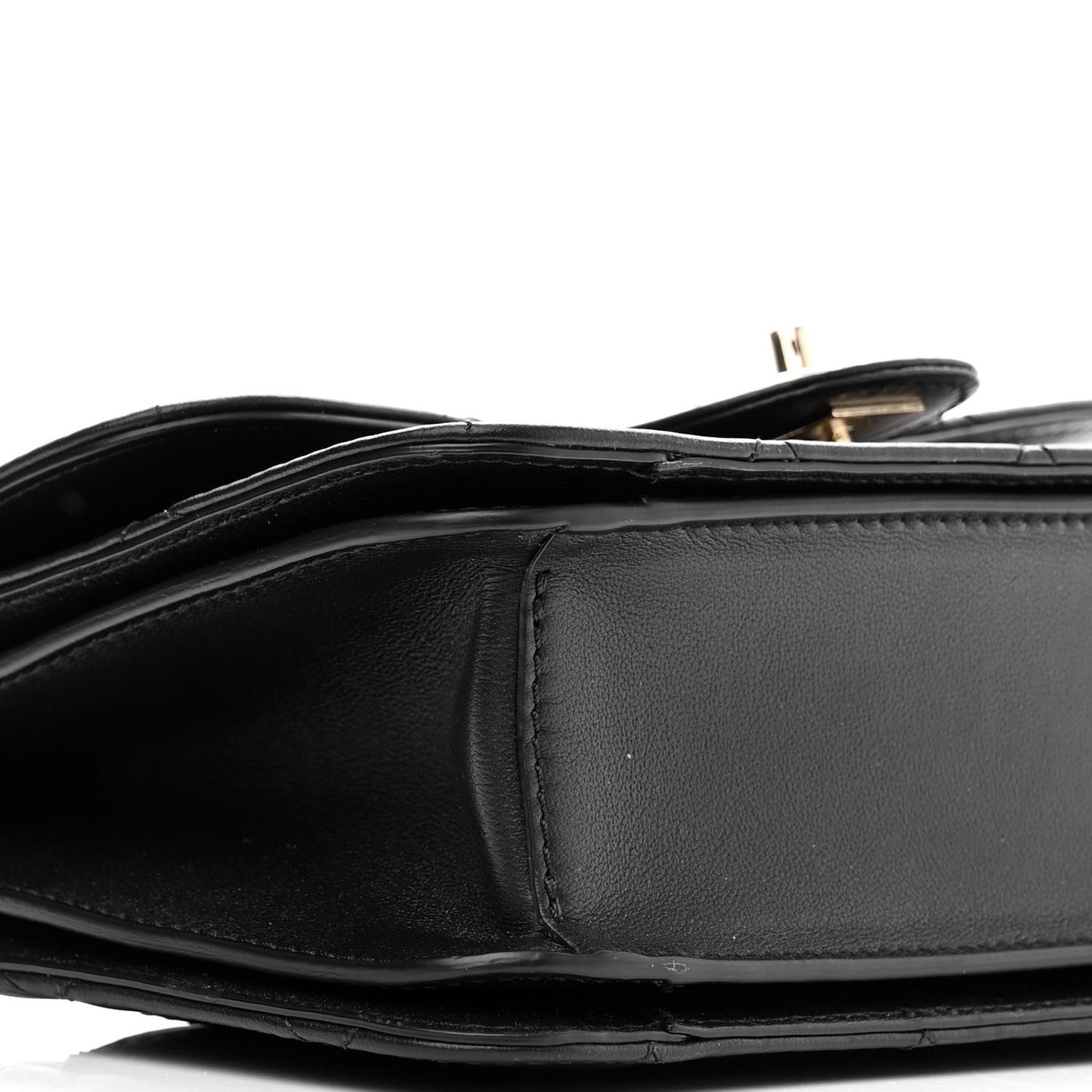 Calfskin Quilted Small Top Handle Flap Black
