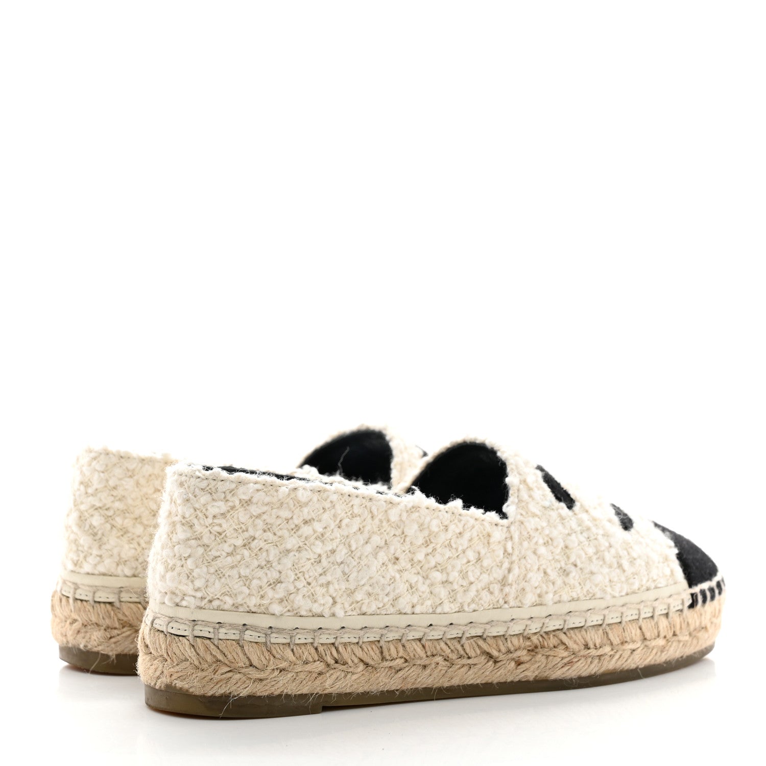 Chanel Tweed Grosgrain CC Espadrilles 36 White Black 4 of 10