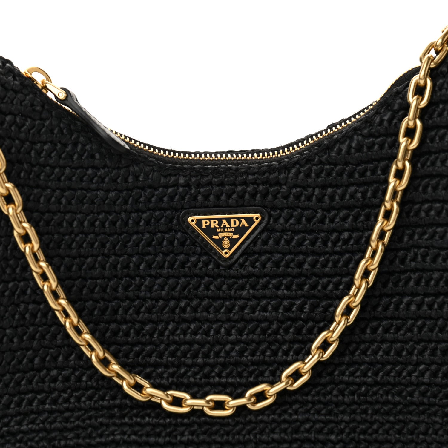 Prada Yarn Raffia Effect Crochet Re-Edition 2005 Shoulder Bag Black 7 of 10