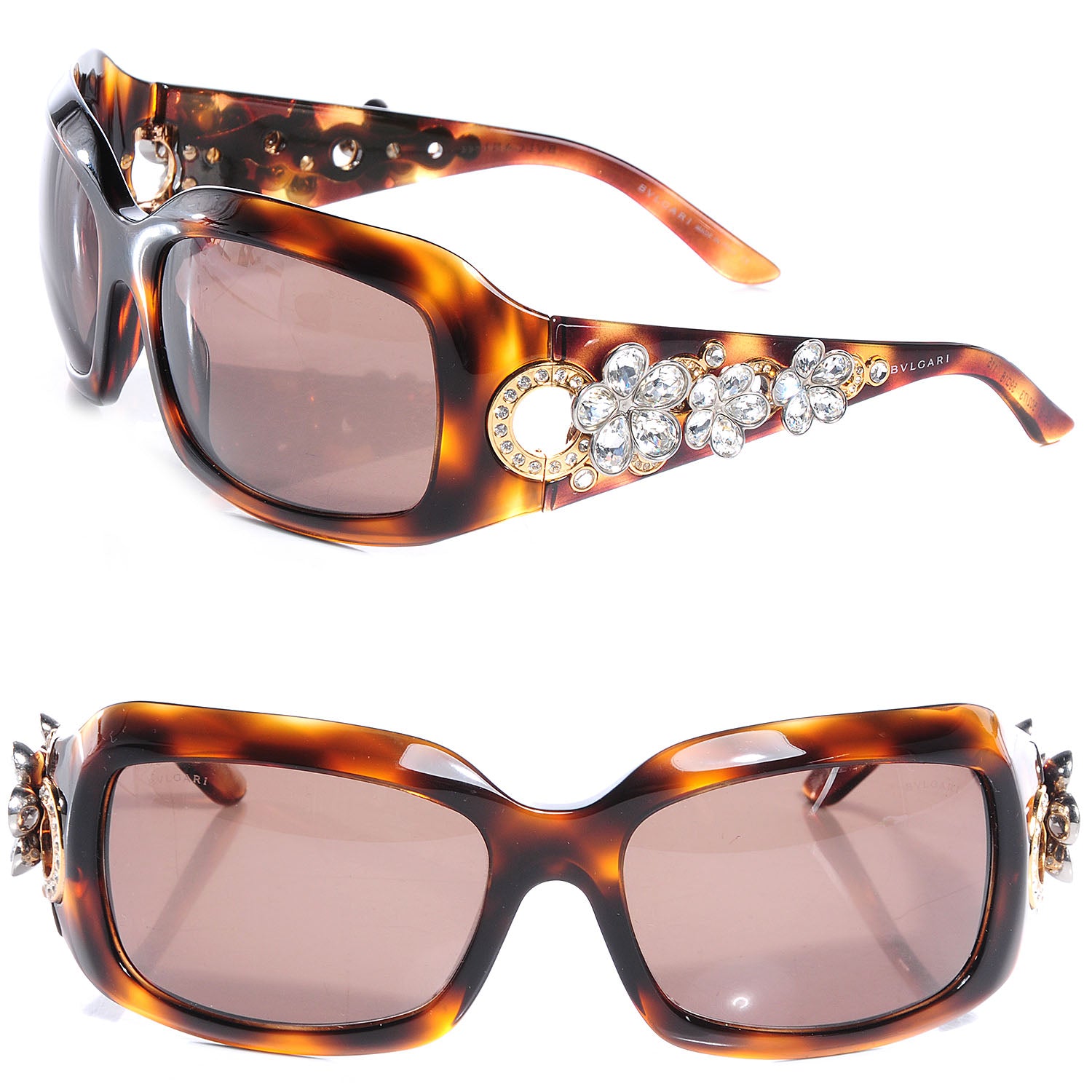 Bulgari BVLGARI Tortoise Shell Crystal Flower 856-B Sunglasses 1 of 6