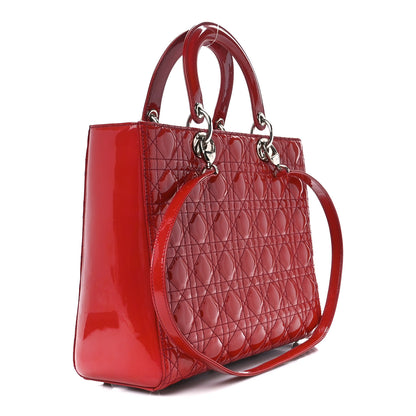 Christian Dior Patent Cannage Large Lady Dior Red 3 of 11