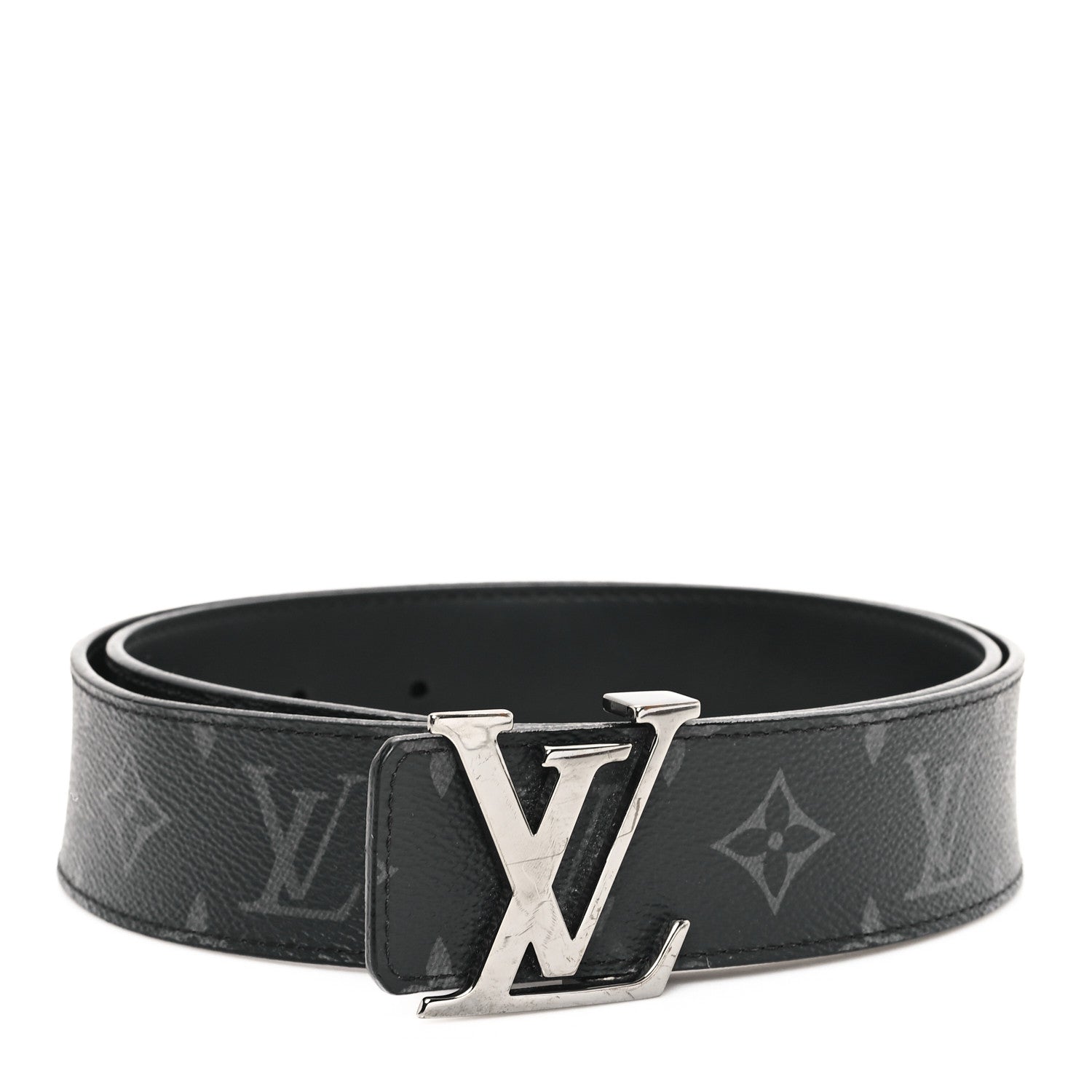 Louis Vuitton Monogram Eclipse Taigarama 40mm LV Initiales Reversible Belt 85 34 Black 1 of 5