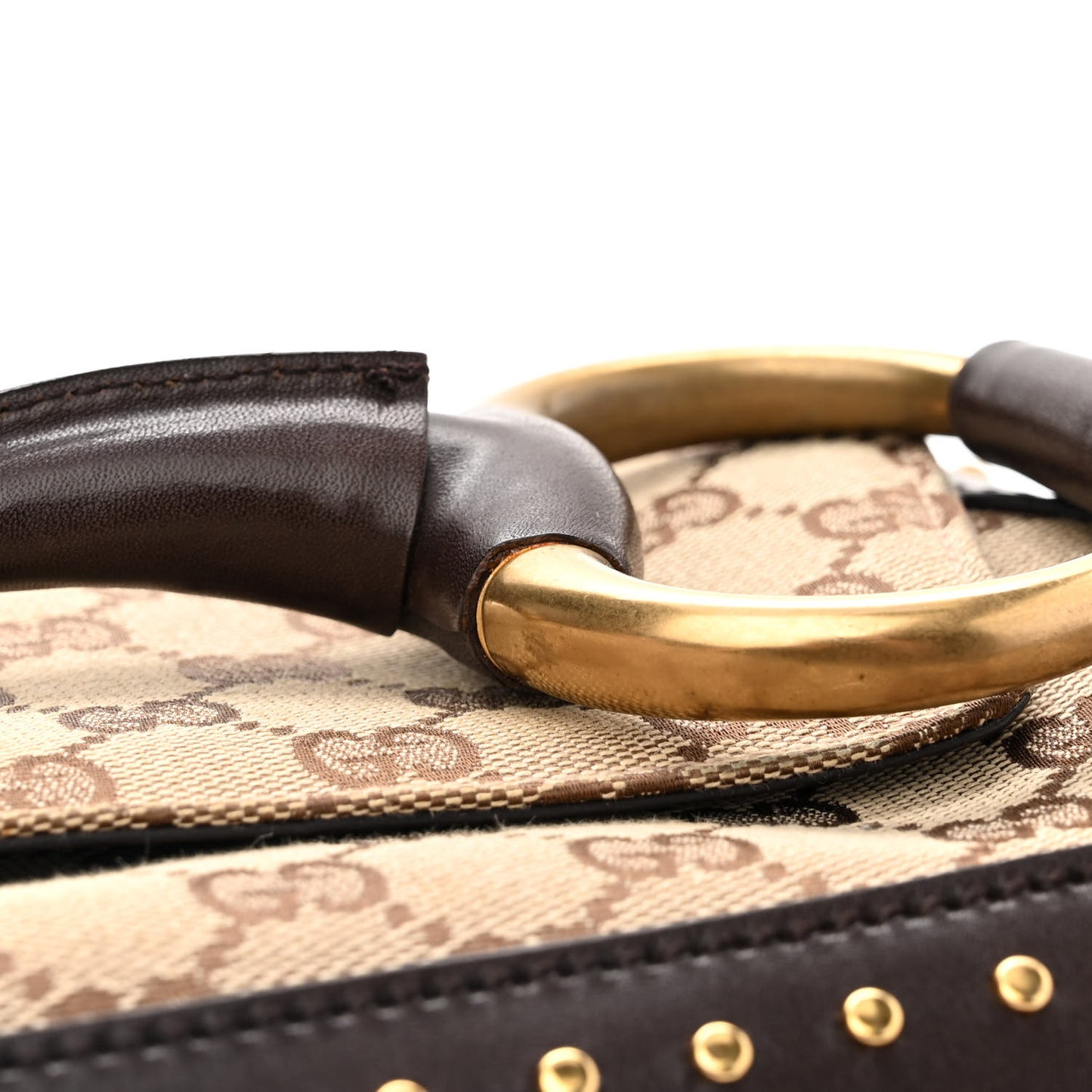 Monogram Studded Horsebit Clutch Dark Brown