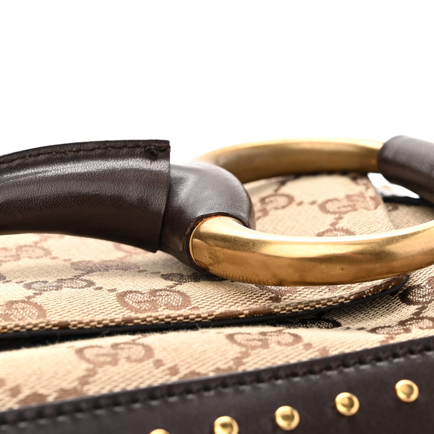 Gucci Monogram Studded Horsebit Clutch Dark Brown 12 of 15