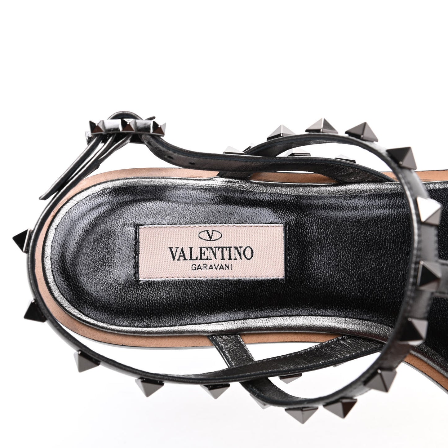 Metallic Nappa Rockstud T-Strap Slingback Flat Sandals 39 Rutenio