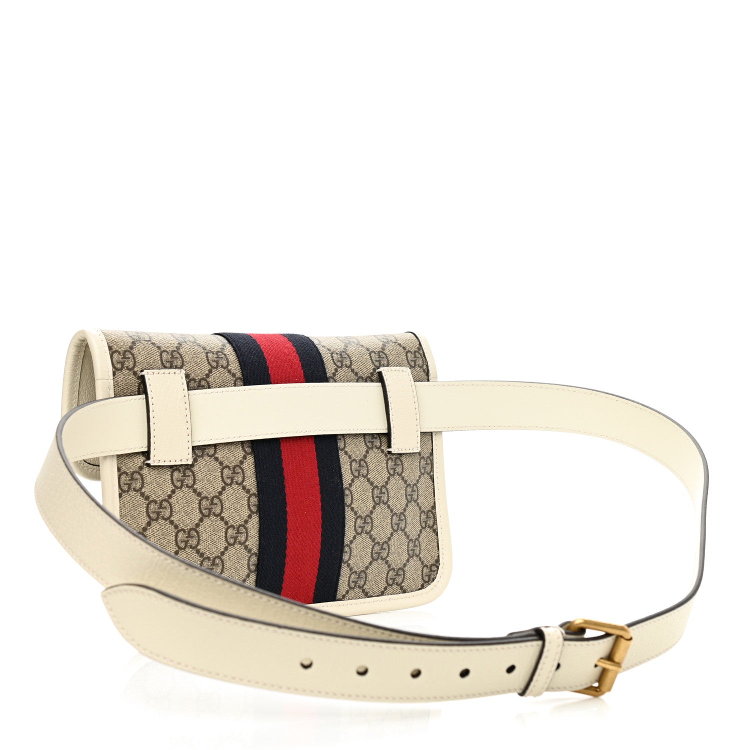 Gucci GG Supreme Monogram Textured Calfskin Web Small Ophidia Belt Bag 120 48 Beige Ebony Mystic White 3 of 9