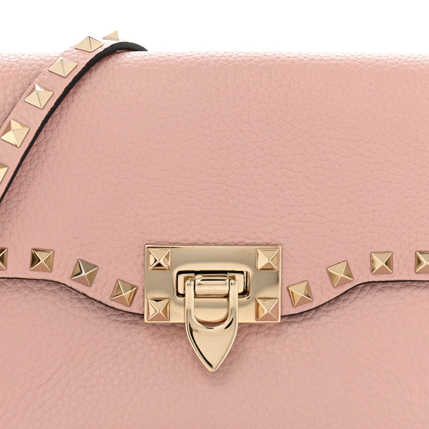 Pebbled Calfskin Medium Rockstud Flip Lock Crossbody Bag Loto
