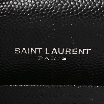 Saint Laurent Grain De Poudre Matelasse Chevron Monogram Envelope Chain Wallet Black 6 of 9