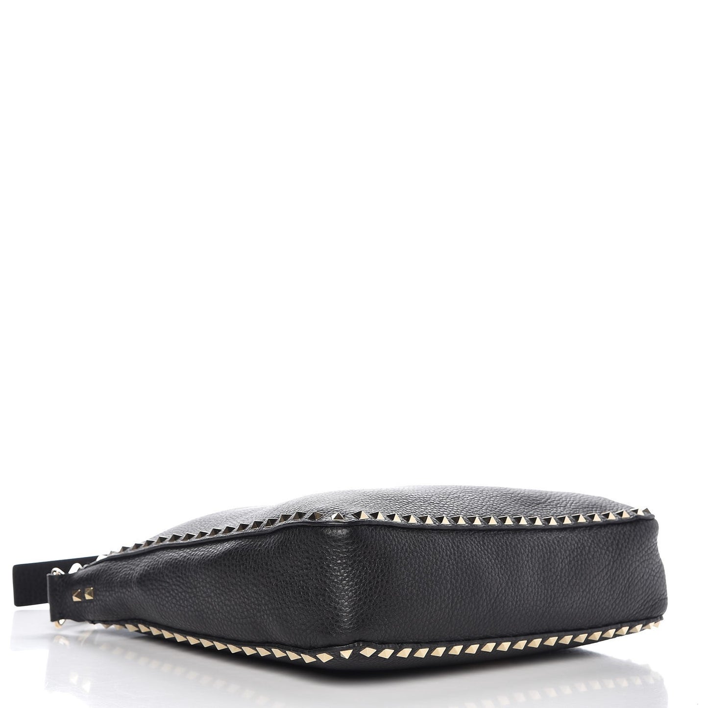 Pebbled Calfskin Large Rockstud Flip-Lock Messenger Bag Black