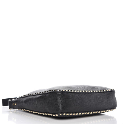 Valentino Garavani Pebbled Calfskin Large Rockstud Flip-Lock Messenger Bag Black 4 of 6