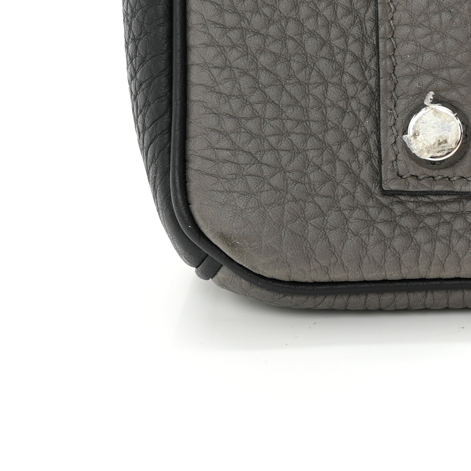 Hermes Togo Bi-Color Horseshoe Birkin 35 Etain Black 14 of 16