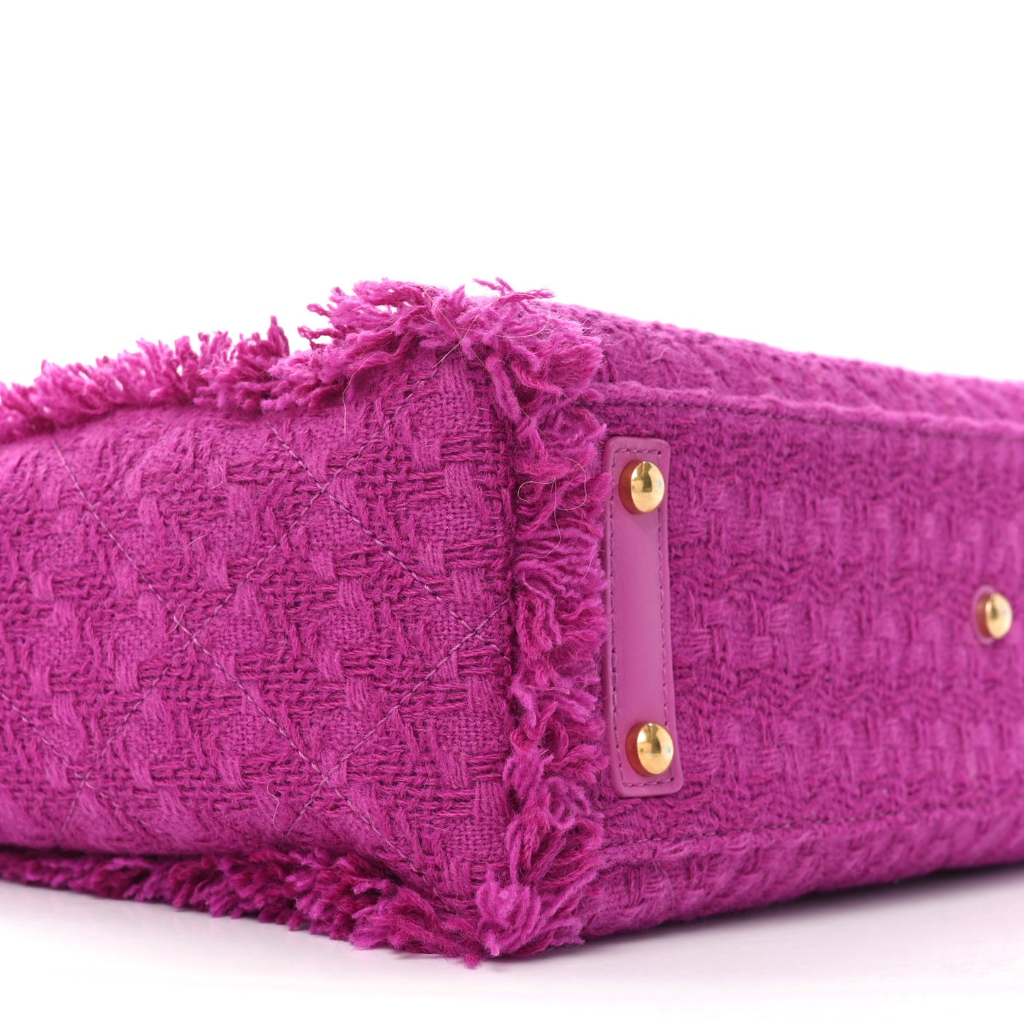 Wool Tweed Large Zipped Shopping Tote Magenta