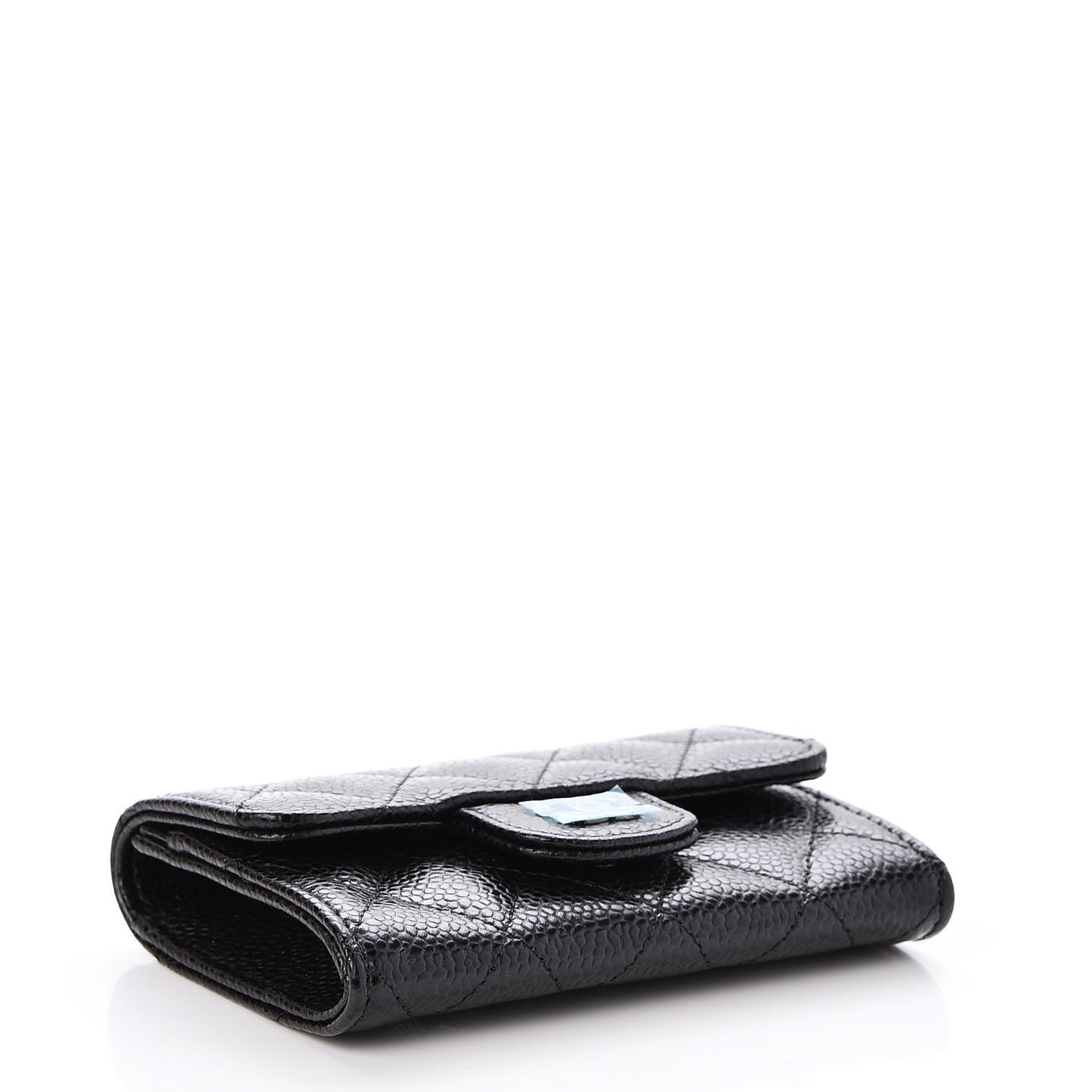 Caviar Quilted Flap Card Holder Black