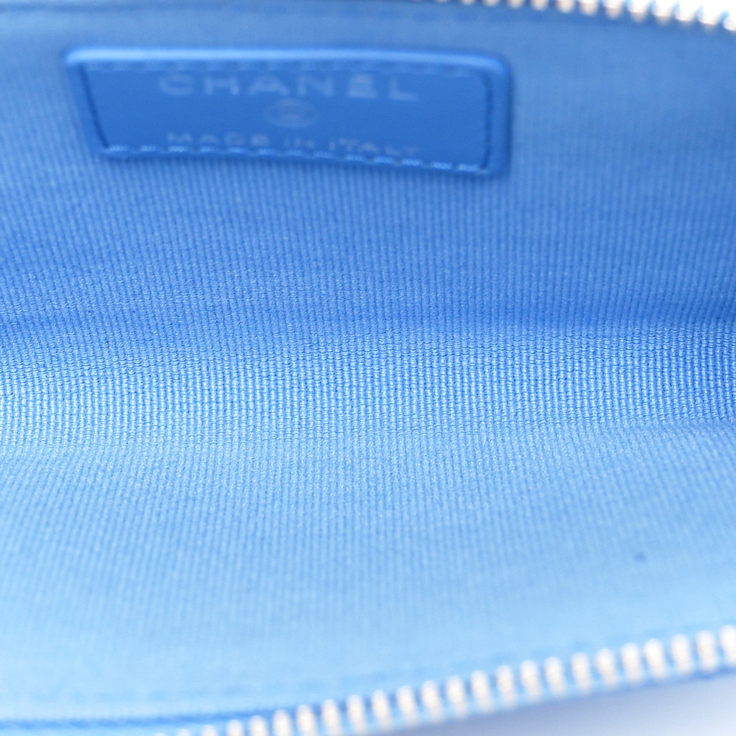 Chanel Calfskin Quilted CC Zip Around Card Holder Blue 5 of 9